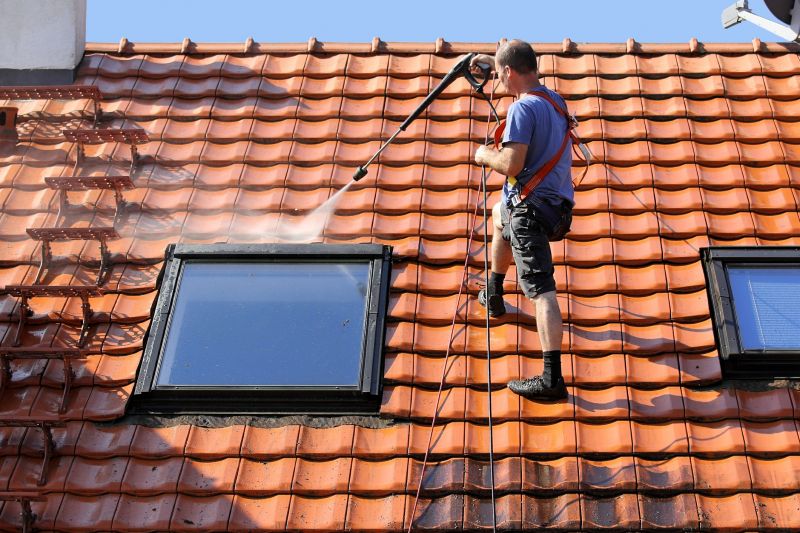 Cleaning a Steep Roof
